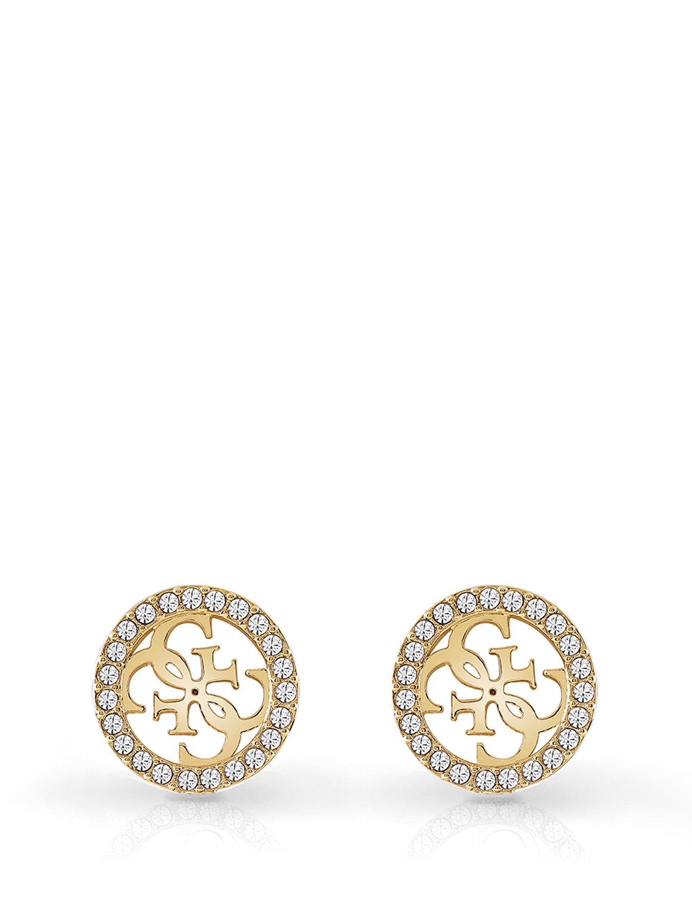 Guess Studs Party 12mm 4G Logo Stud Earrings Yellow Gold