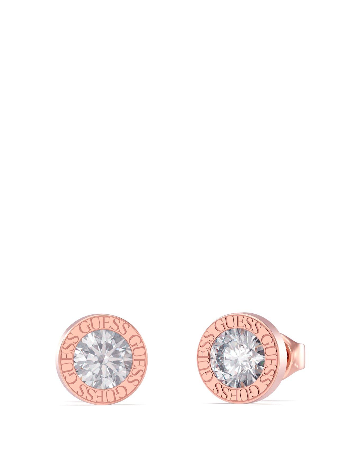 Guess Color My Day 10mm Clear Stud Earrings - Rose Gold