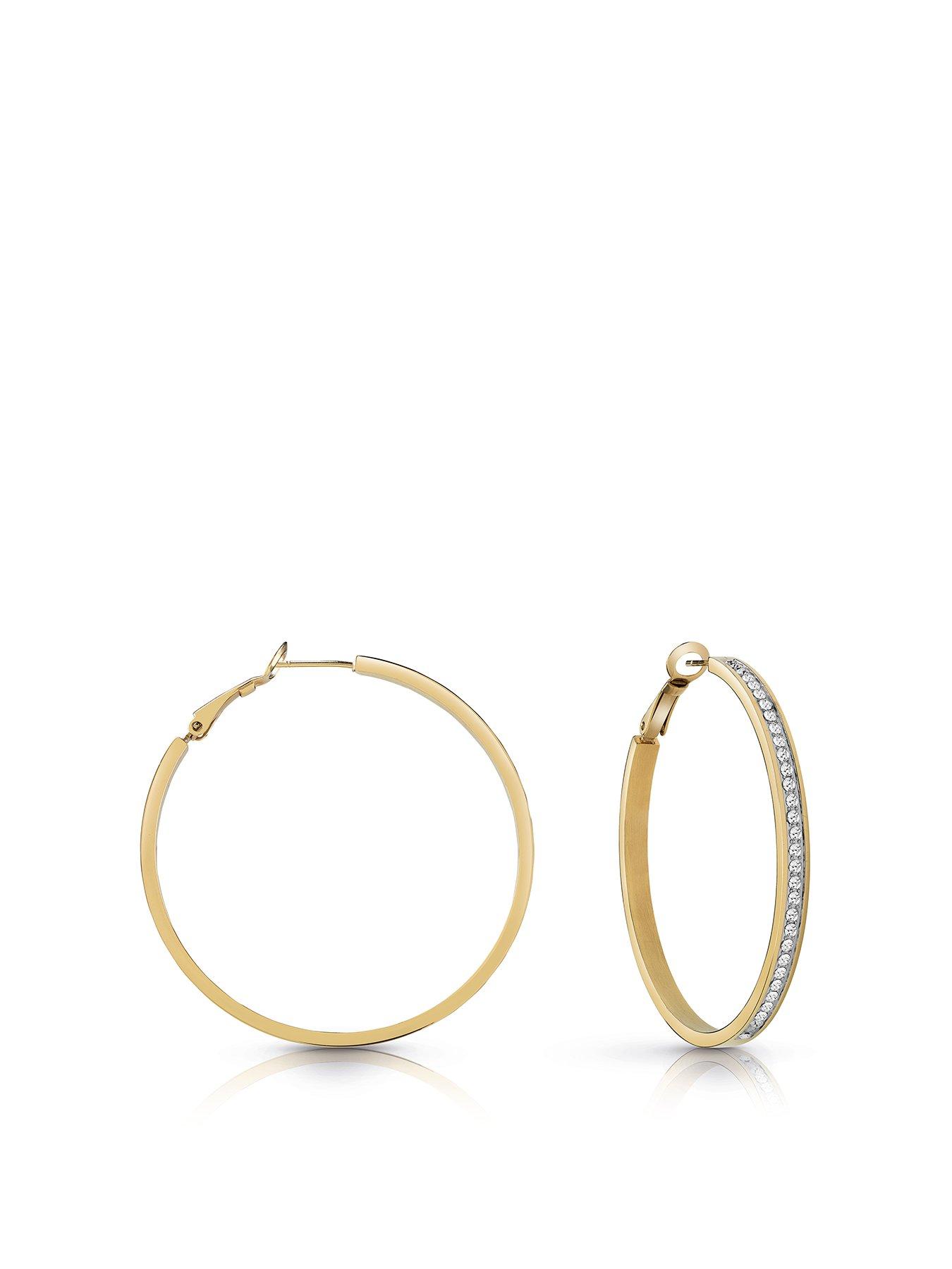 Guess Color My Day 50Mm Hoops Clear Yellow Gold