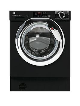 Product photograph of Hoover Hbws 48d3acbe-80 8kg Load 1400 Spin Integrated Washing Machine - Black With Chrome Door - Washing Machine With Installation from very.co.uk