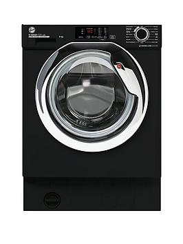 Product photograph of Hoover H-wash Hbws 49d3acbe 80 9kg Load 1400 Spin Integrated Washing Machine - Black With Chrome Door - Washing Machine Only from very.co.uk