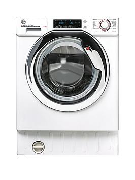 Product photograph of Hoover H-wash Hbwos 69tamce-80 9kg Load 1600 Spin Integrated Washing Machine White With Chrome Door With Wifi Connectivity - Washing Machine With Installation from very.co.uk