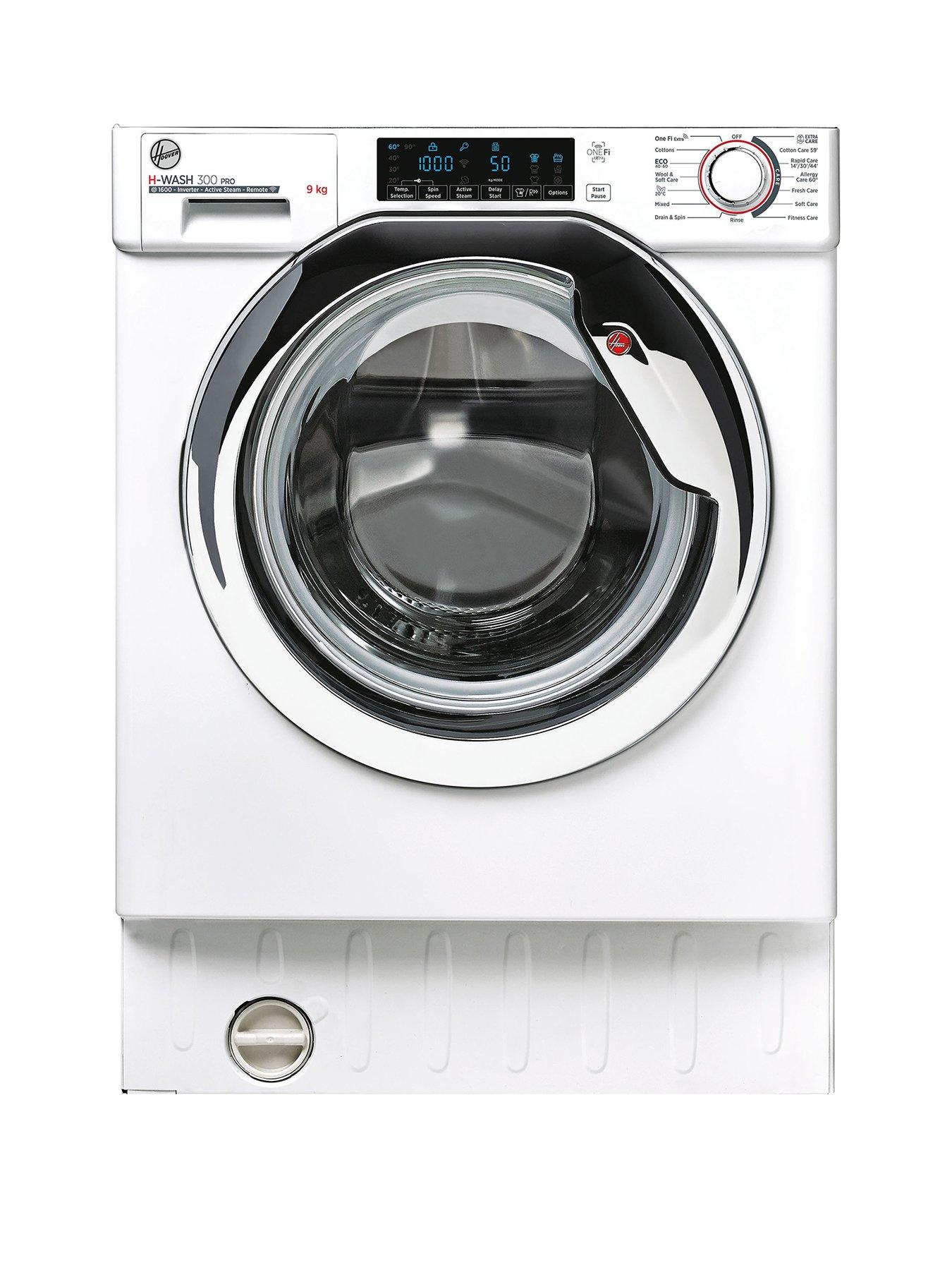 Image of Hoover H-WASH HBWOS 69TAMCE-80 9kg Load, 1600 Spin Integrated Washing Machine, White with Chrome Door