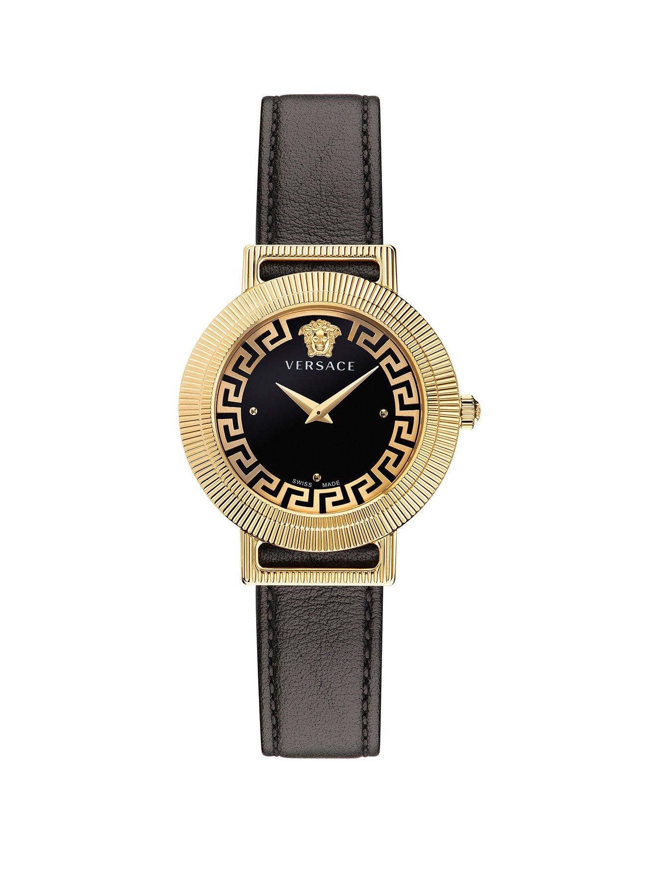 Product photograph of Versace Greca Chic Ladies Watch Calf from very.co.uk