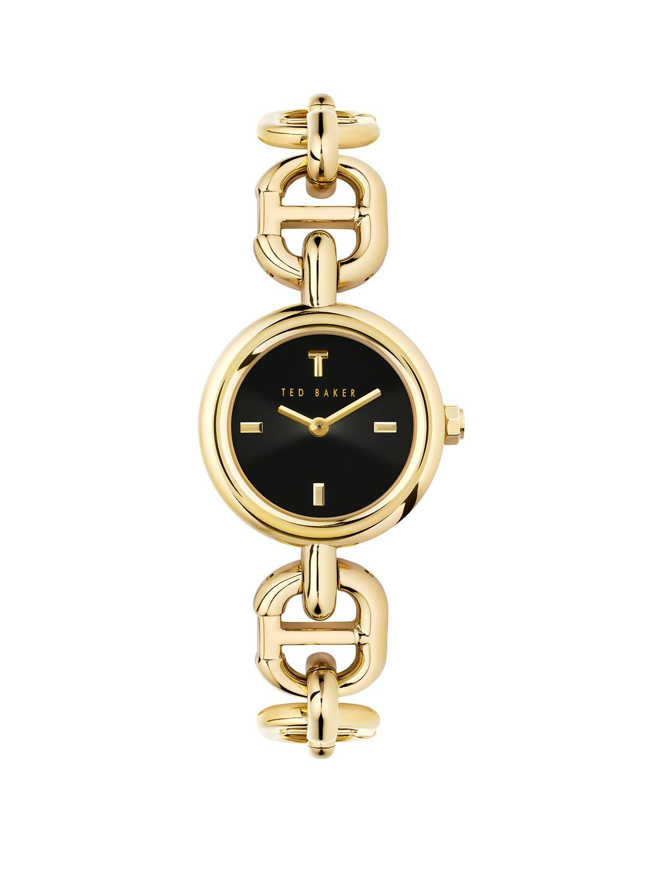 Ted Baker Margiot Stainless Steel Yellow-Gold Case Black Dial Stainless ...