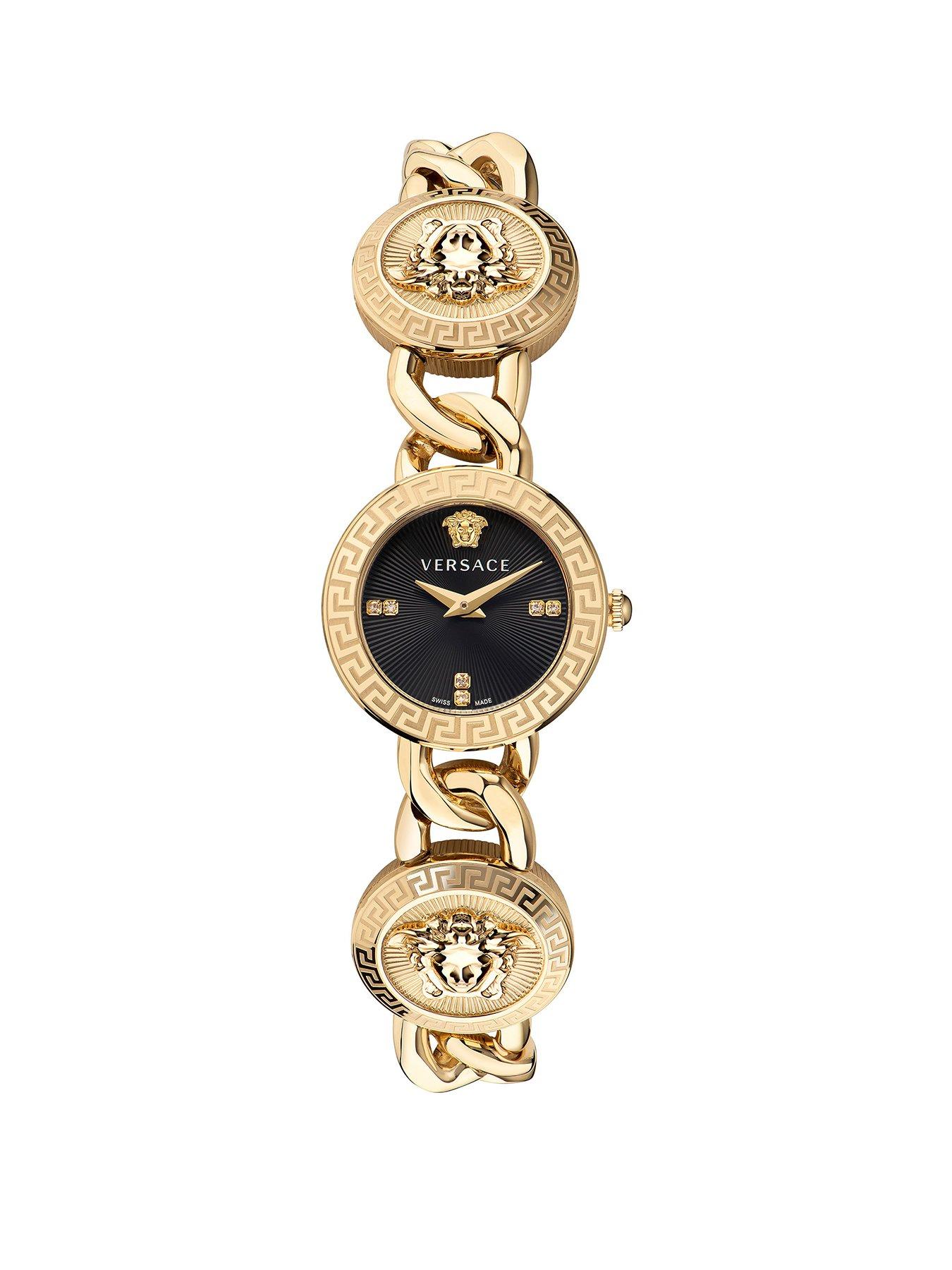Product photograph of Versace Stud Icon Ladies Watch Stainless Steel from very.co.uk