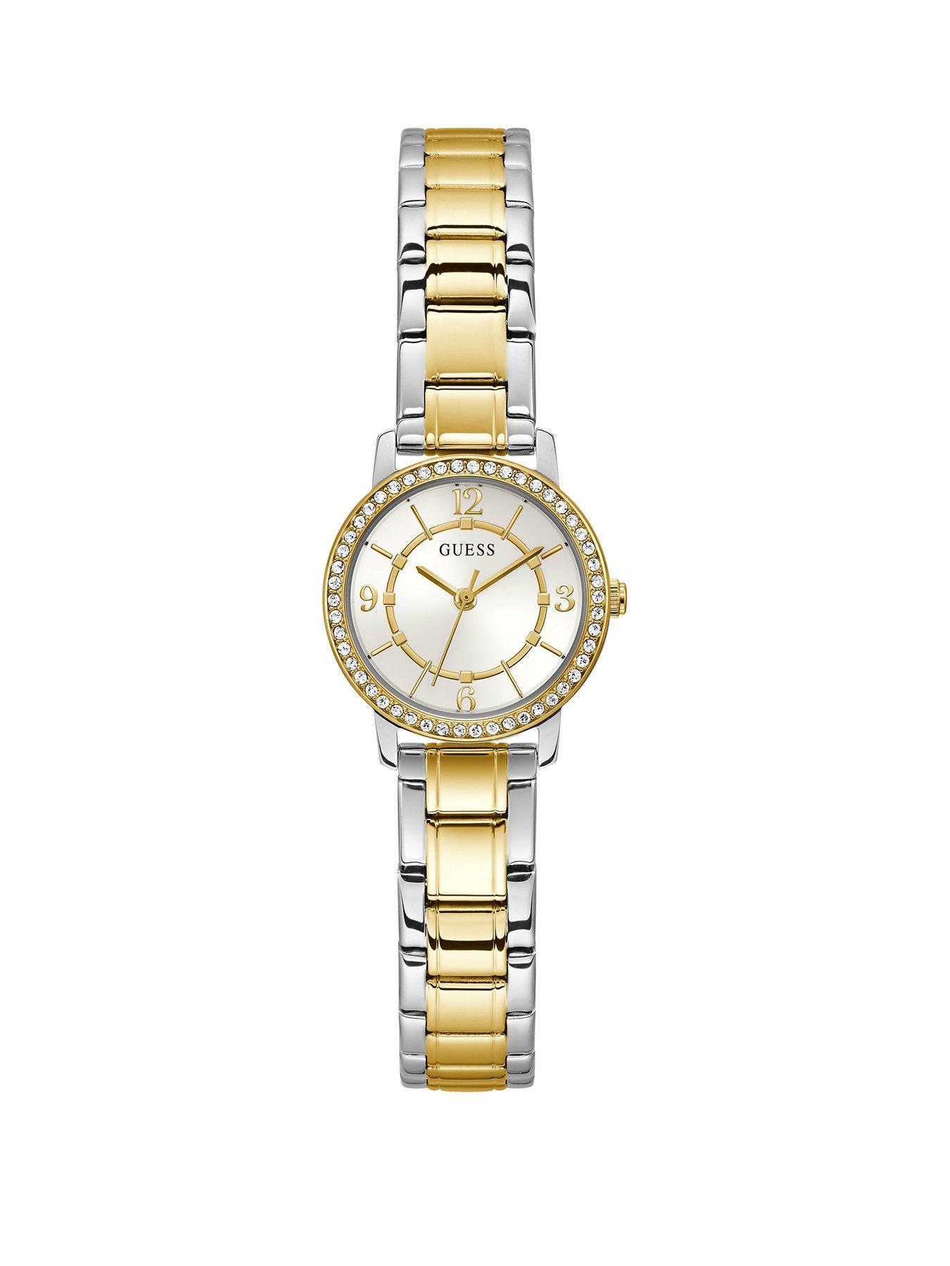 Product photograph of Guess Melody With Cystals Stainless Steel Ladies Watch from very.co.uk