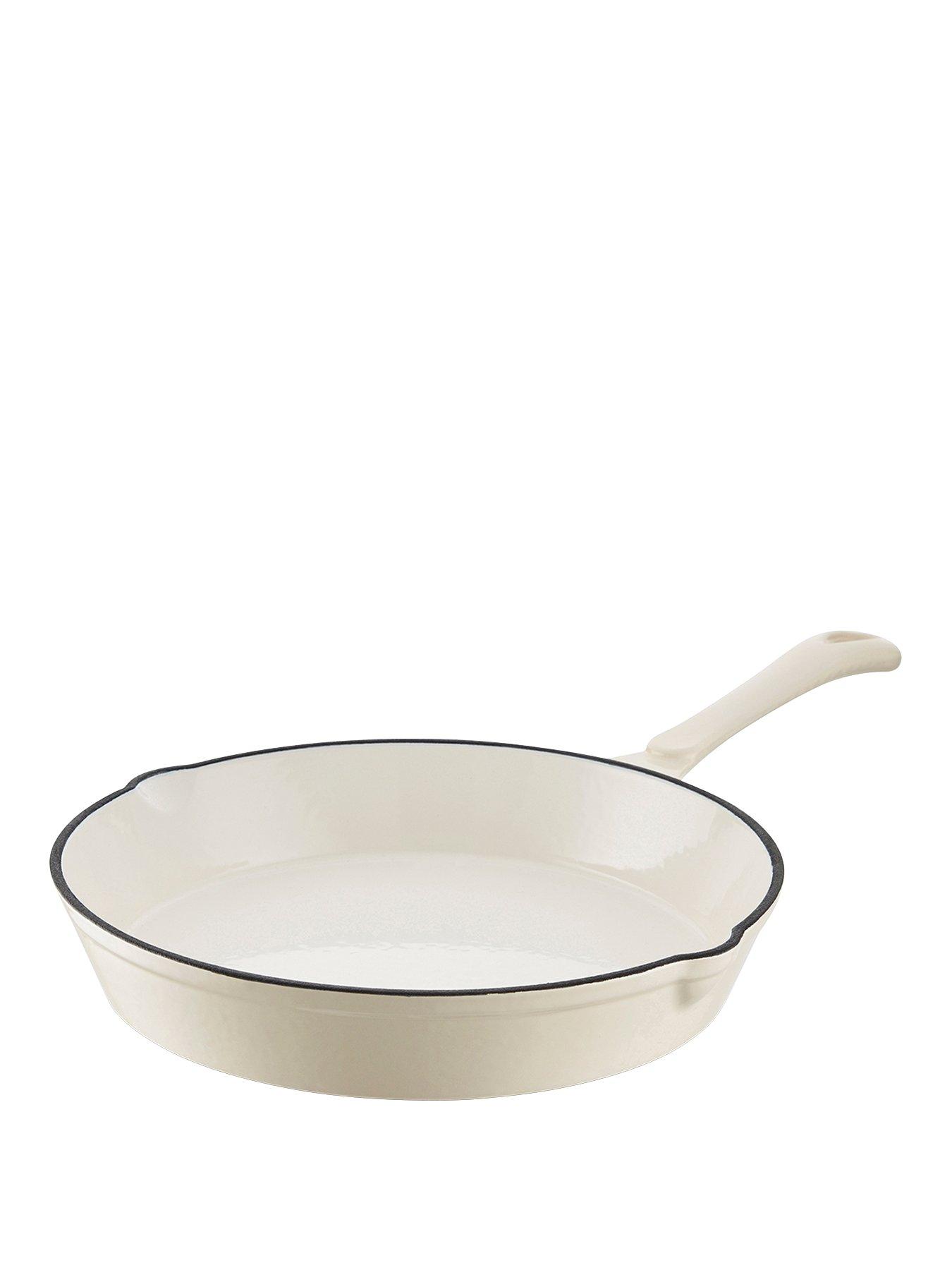 Product photograph of Tower Barbary Amp Oak 26 Cm Cast Iron Round Frying Pan In Camembert Cream from very.co.uk