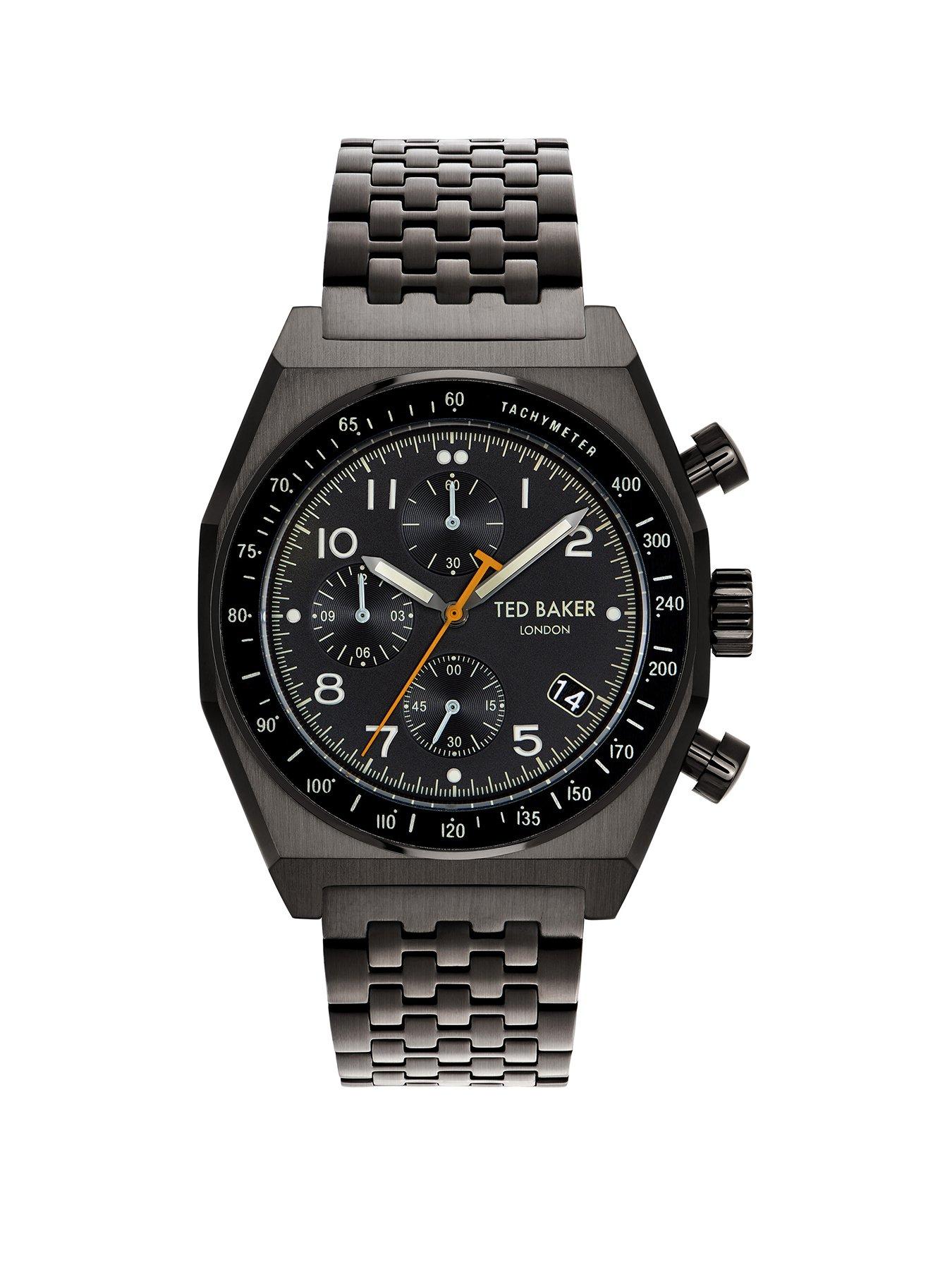 Ted Baker Filey Stainless Steel Ip Black Case Black Dial Stainless Steel Ip Black Bracelet