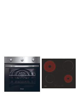 Product photograph of Candy Pci27xch64ccb Multi-function Oven With 4 Zone Ceramic Hob - Black Glass With Stainless Steel - Oven With Installation from very.co.uk