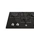  image of hoover-hvg6dk3b-60cm-4-burner-gas-hob-with-cast-iron-pan-supports-black-glass