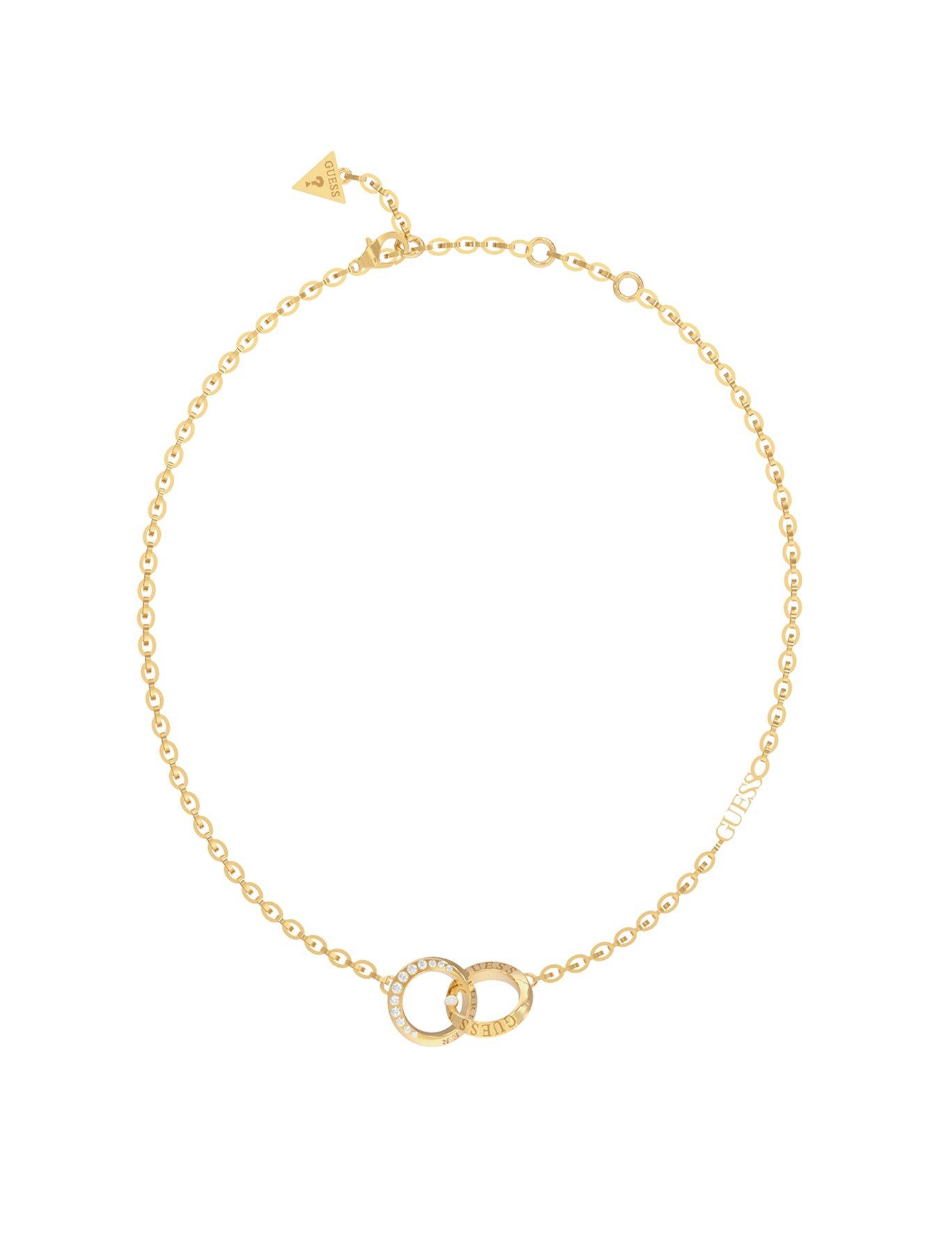Product photograph of Guess Forever Links 16-18 Mini Forever Links Necklace Yellow Gold from very.co.uk