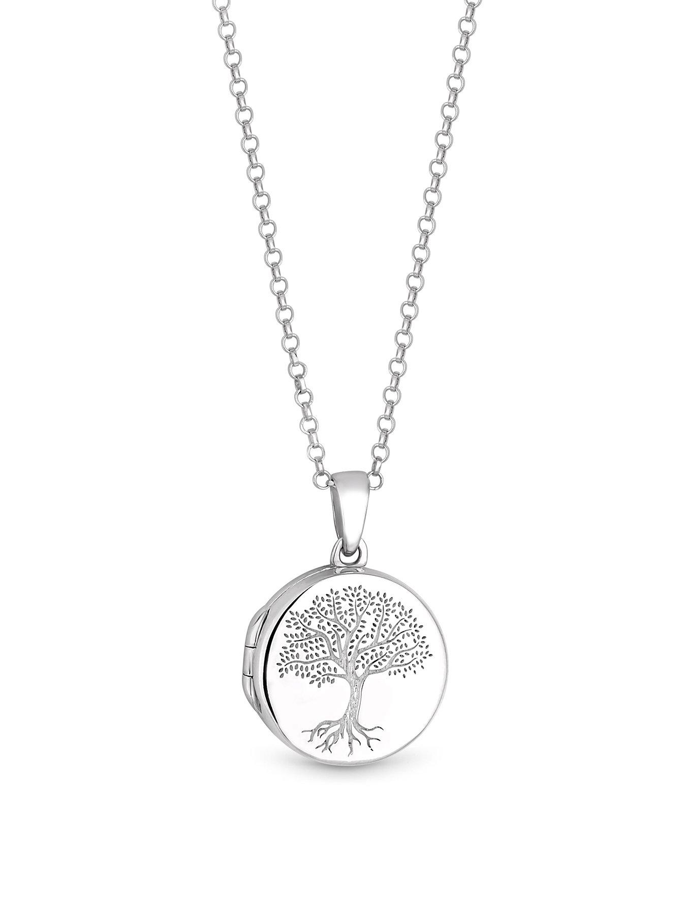 Product photograph of Simply Silver Sterling Silver 925 Embossed Tree Of Love Locket Necklace from very.co.uk