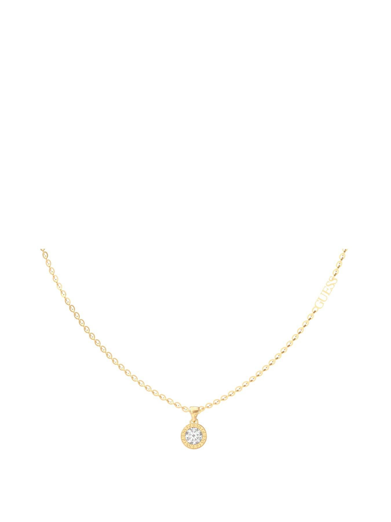 Product photograph of Guess Color My Day 16-18 Clear Charm Necklace Yellow Gold from very.co.uk