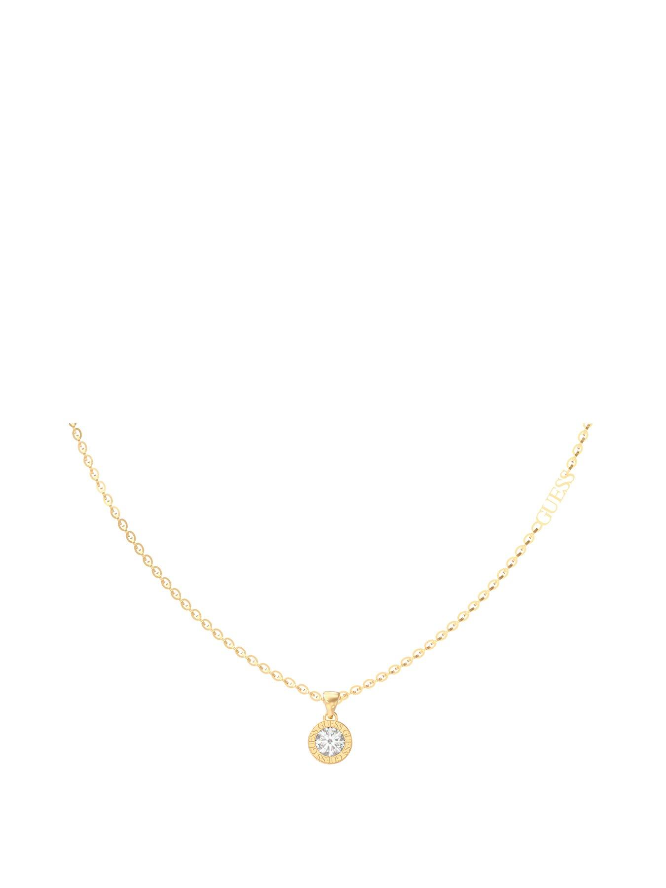 Guess Colour My Day 16-18'' Clear Charm Necklace Yellow - Gold