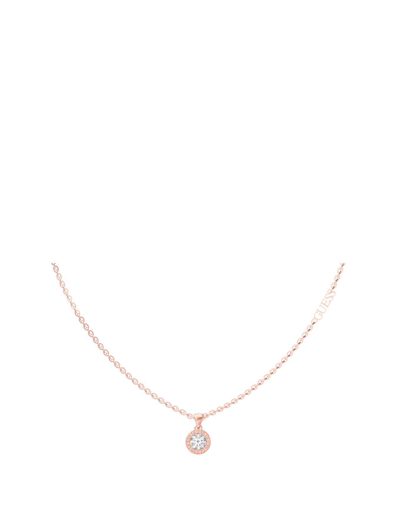 Guess Colour My Day 16-18'' Clear Charm Necklace - Rose Gold