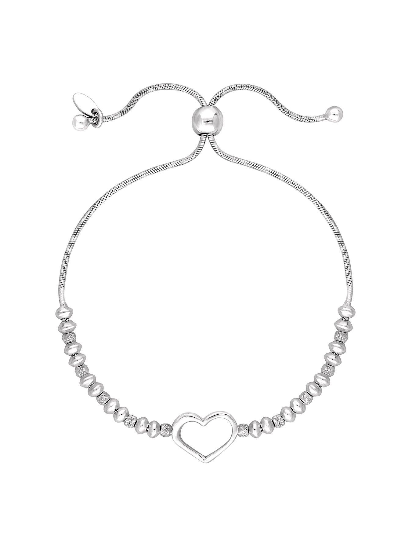 Product photograph of Simply Silver Sterling Silver 925 Open Heart Toggle Bracelet from very.co.uk