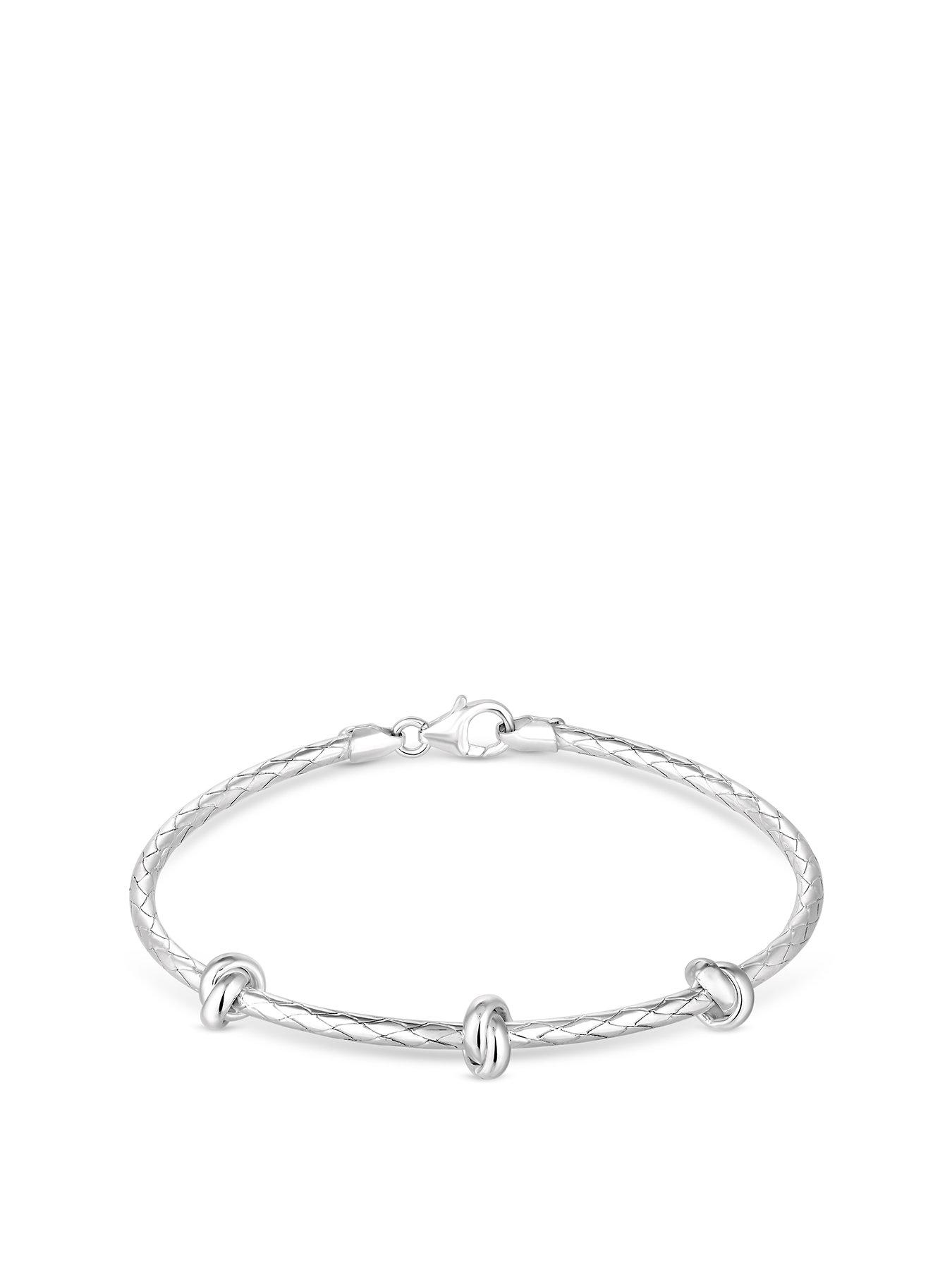 Product photograph of Simply Silver Sterling Silver 925 Polished Knot Bangle Bracelet from very.co.uk