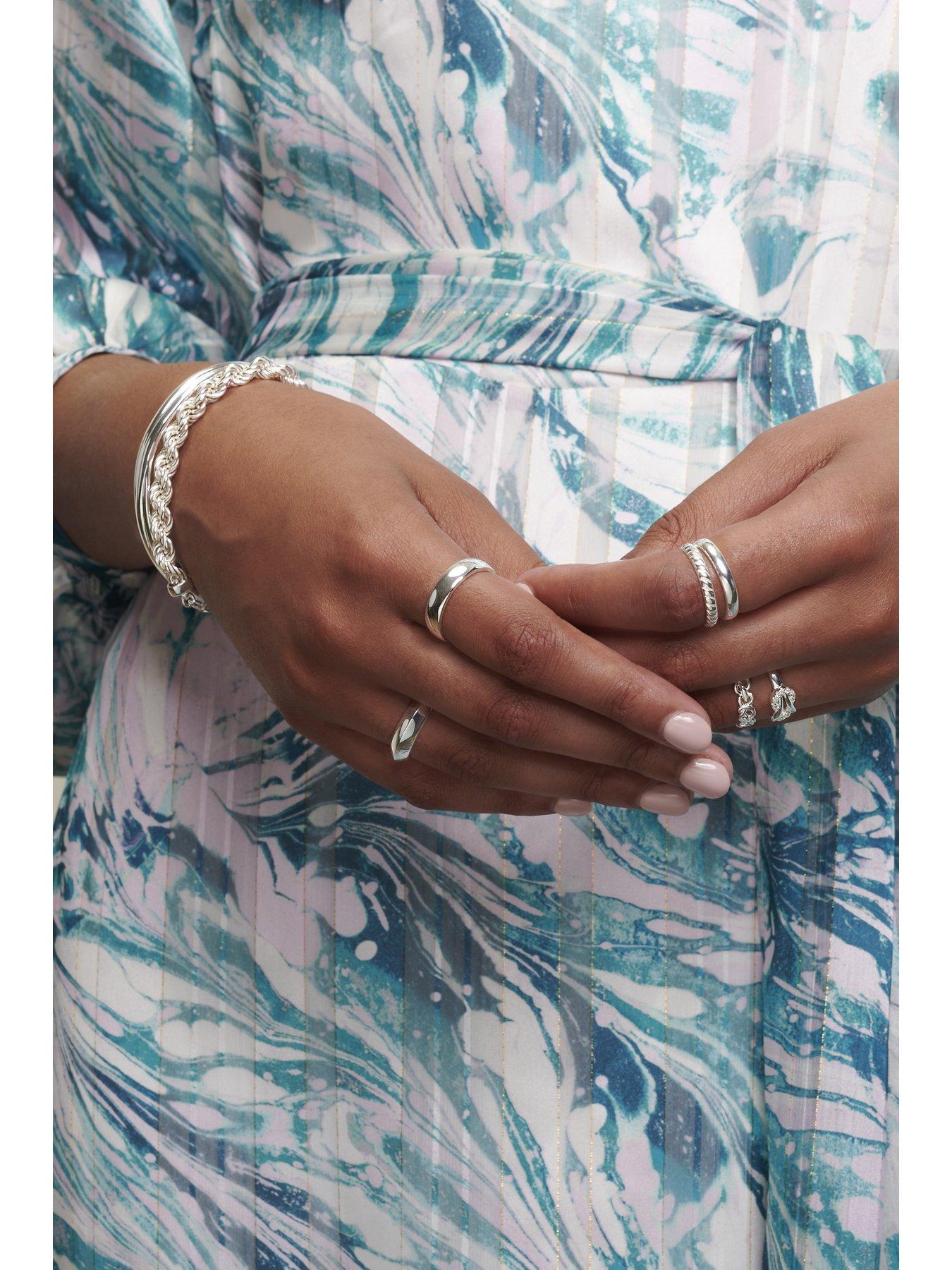 Simply Silver Sterling Silver 925 Polished Knot Bangle Bracelet Very