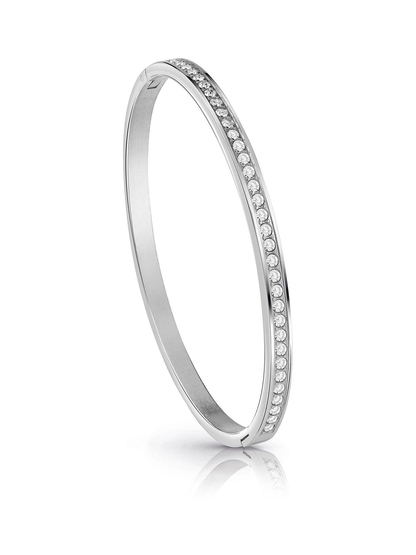 Guess Colour My Day Rhodium Plated Crystal Bangle - Silver