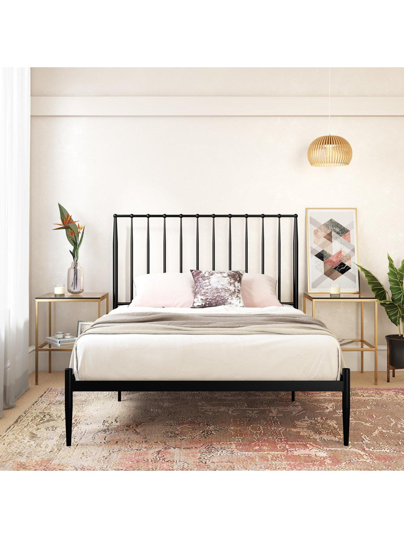 Product photograph of Dorel Home Giulia Modern Metal Double Bed Frame - Black from very.co.uk