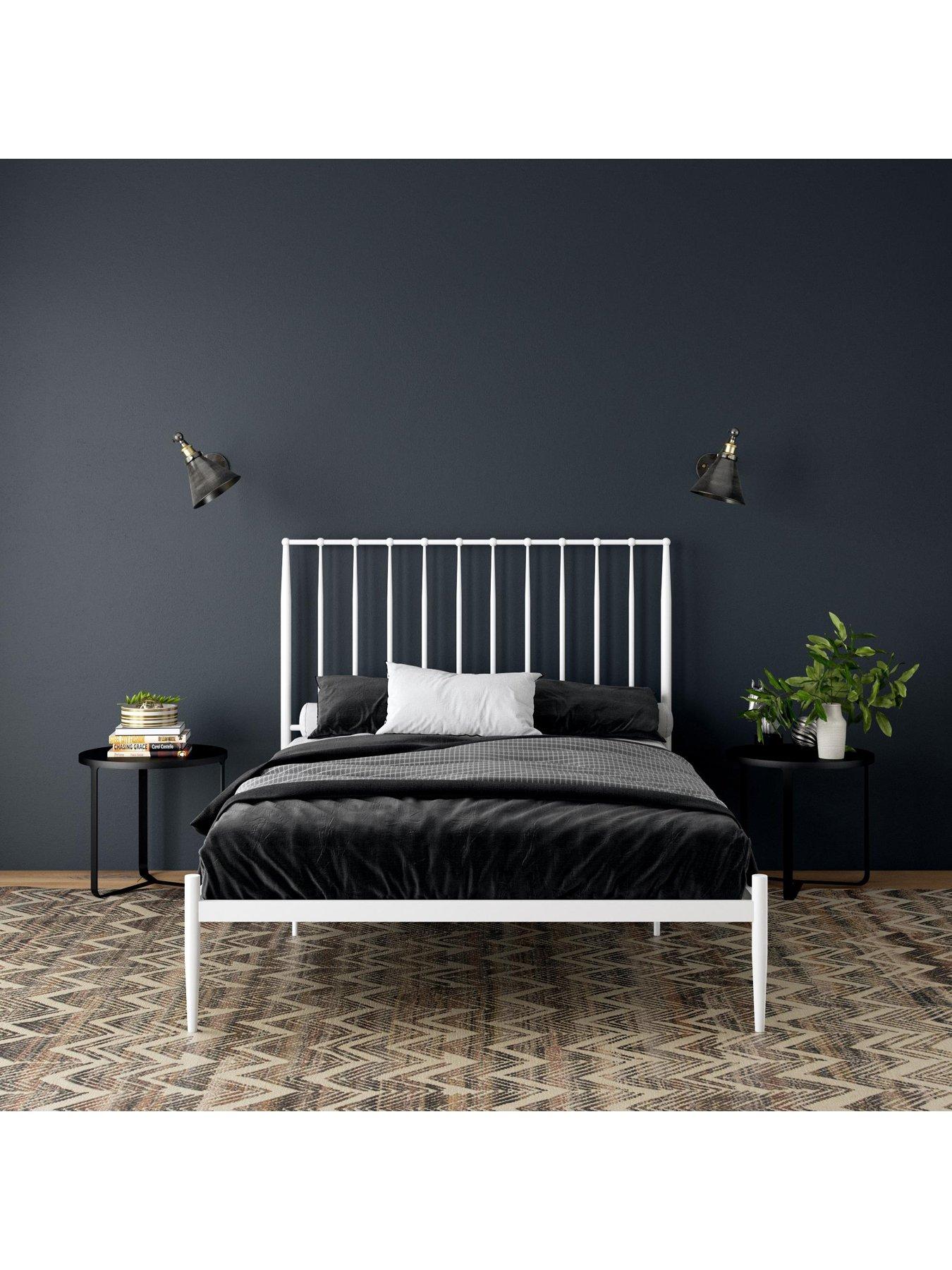 Product photograph of Dorel Home Giulia Modern Metal Double Bed Frame - White from very.co.uk