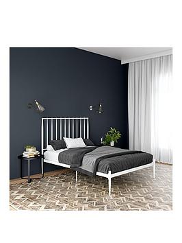 Product photograph of Dorel Home Giulia Modern Metal Double Bed Frame - White from very.co.uk