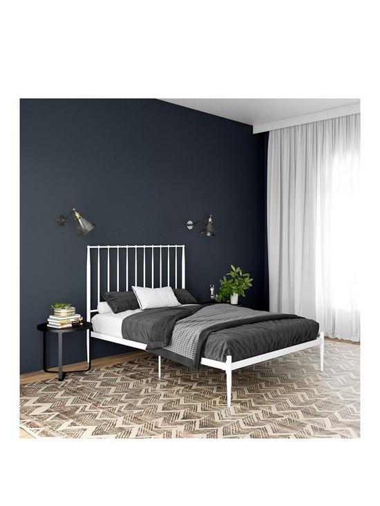 front image of dorel-home-giulia-modern-metal-double-bed-frame-white