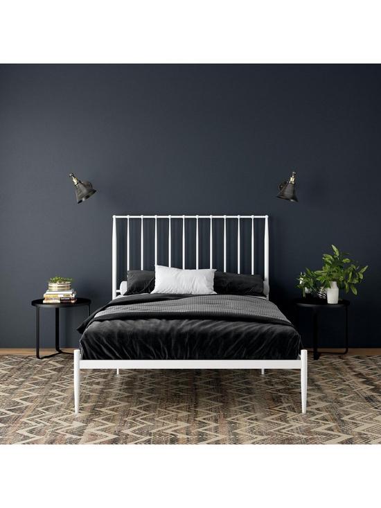 stillFront image of dorel-home-giulia-modern-metal-double-bed-frame-white