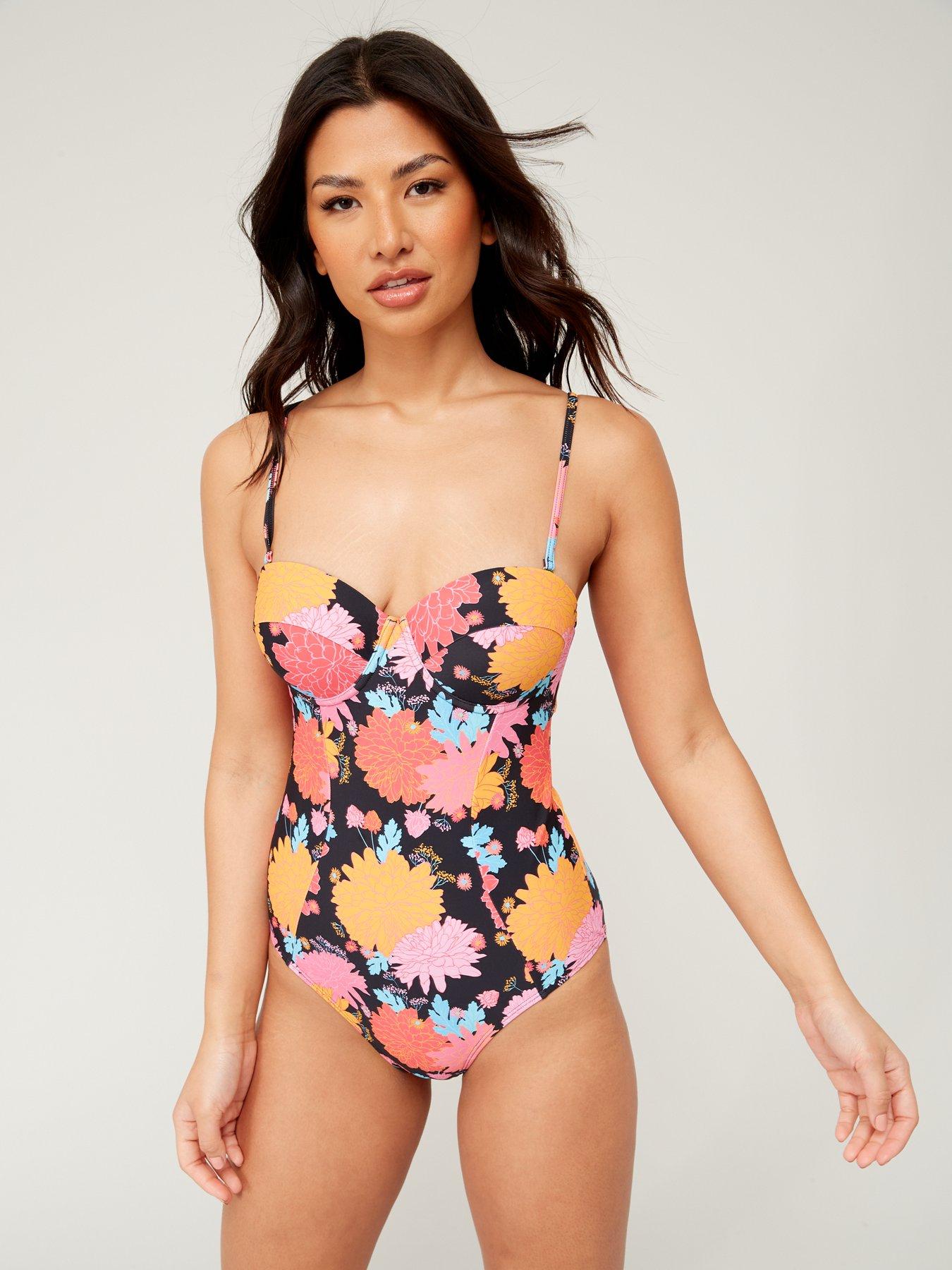 V by Very Plunge Belted Swimsuit - Multi