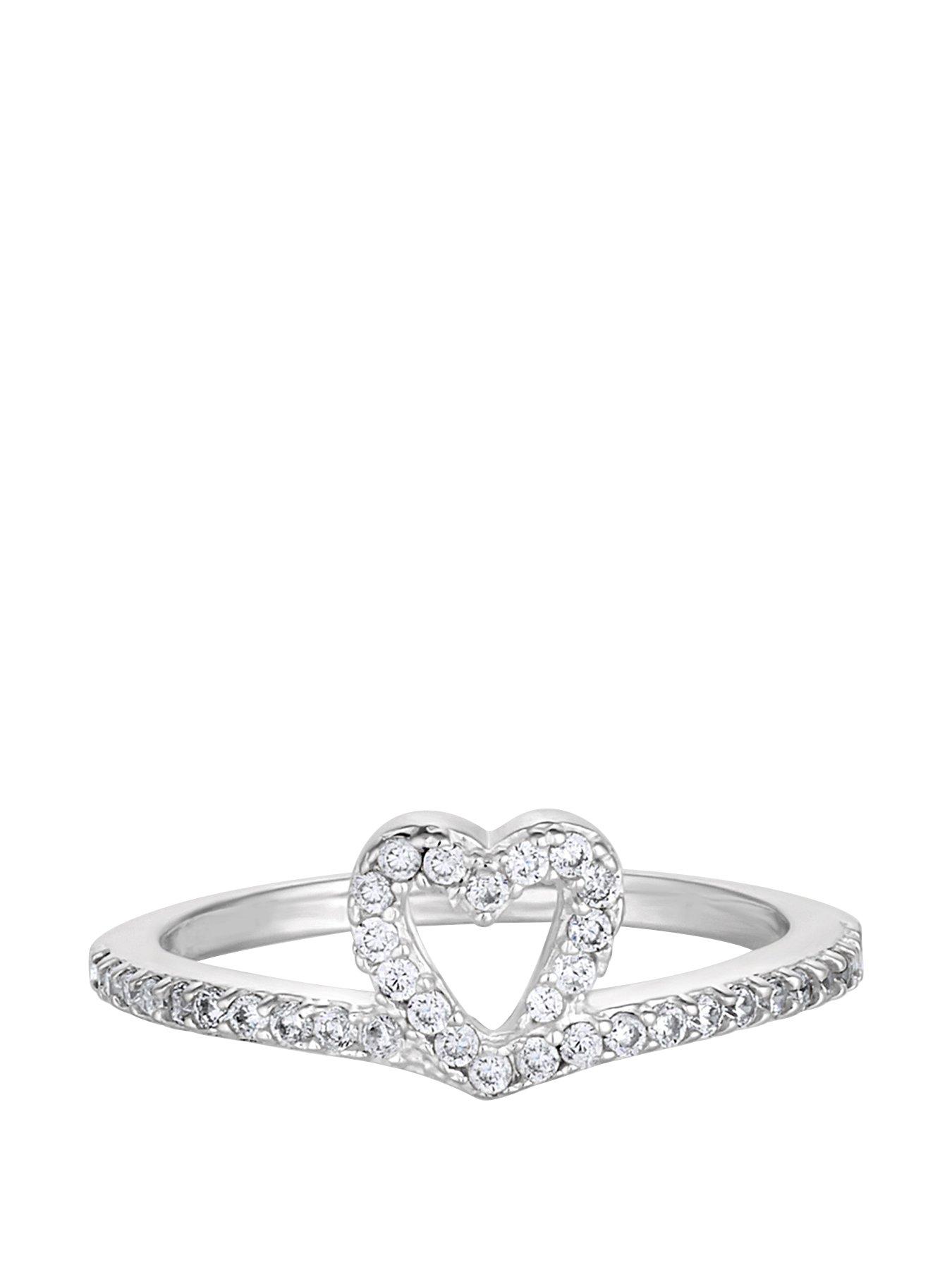 Product photograph of Simply Silver Sterling Silver 925 Cubic Zirconia Open Heart Ring from very.co.uk
