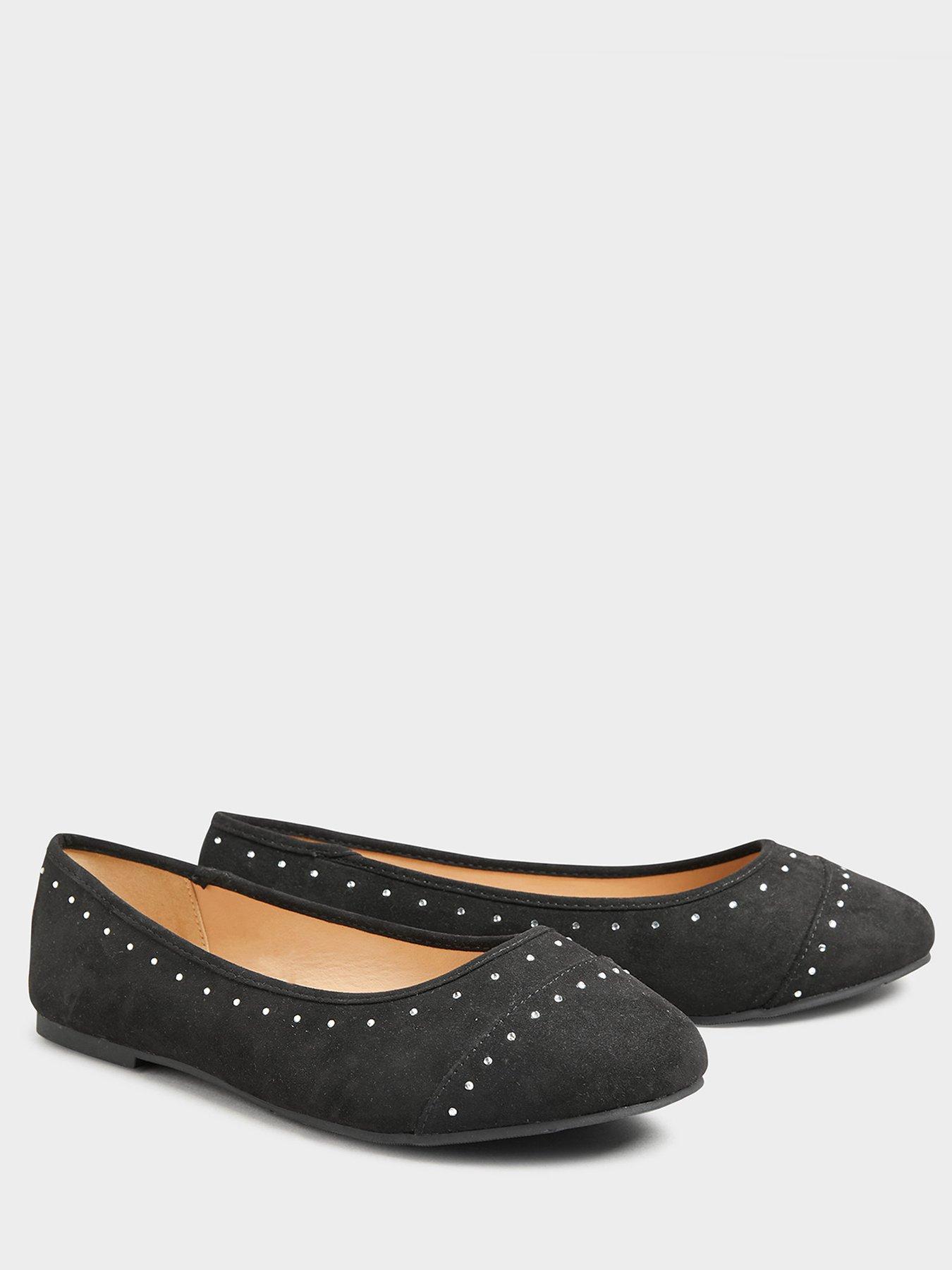 Black diamante flat store shoes