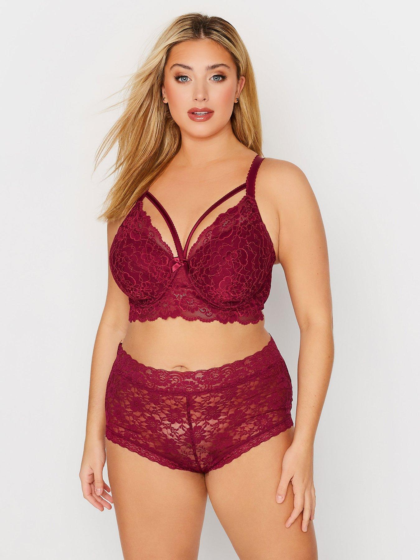 NYC Women's Strappy Crushed-Velvet Bralette (Wine, Large)