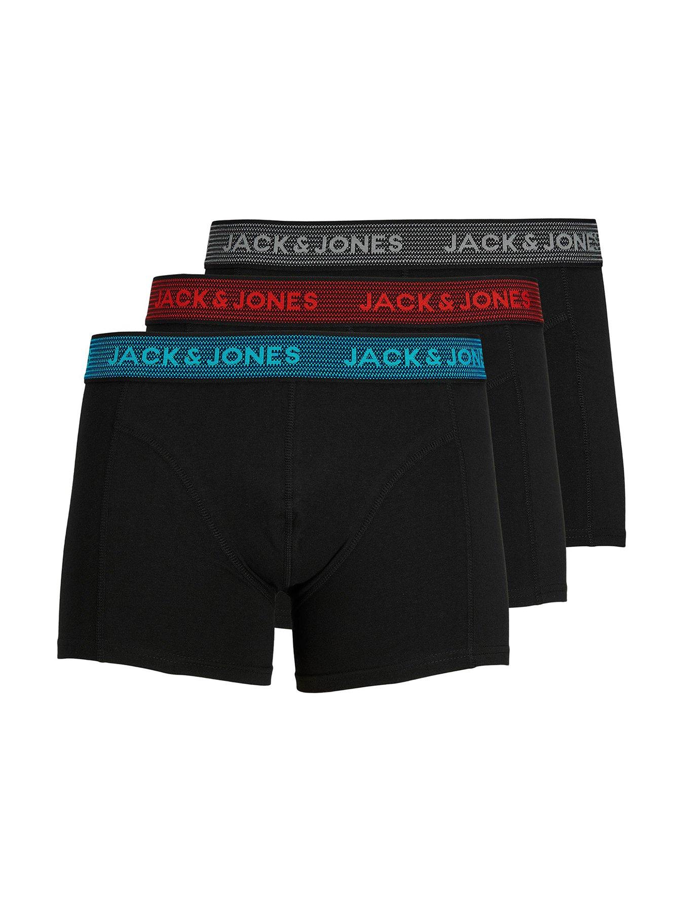 Jack & Jones 3-Pack Logo Waistband Trunks - Black