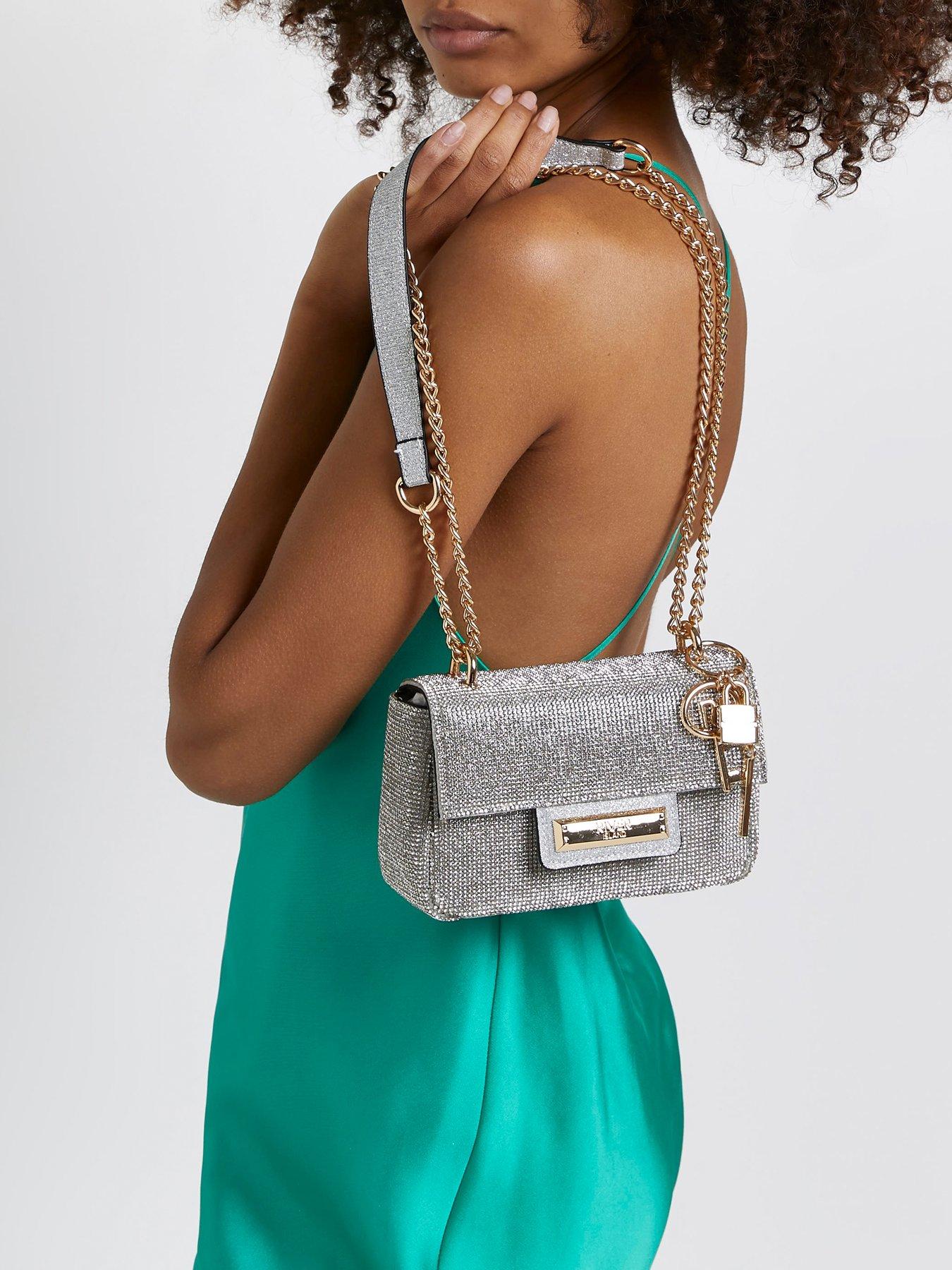 River Island Mini Heatseal Shoulder Bag Silver very.co.uk