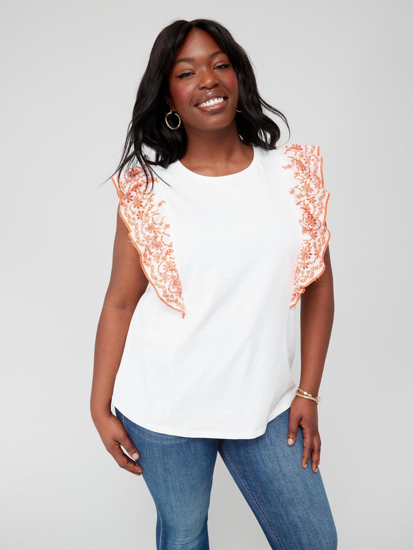 white frill t shirt
