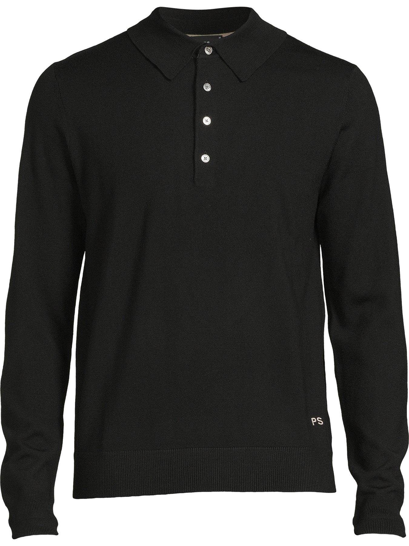 PS PAUL SMITH Knitted Long Sleeve Polo Shirt - Black | very.co.uk