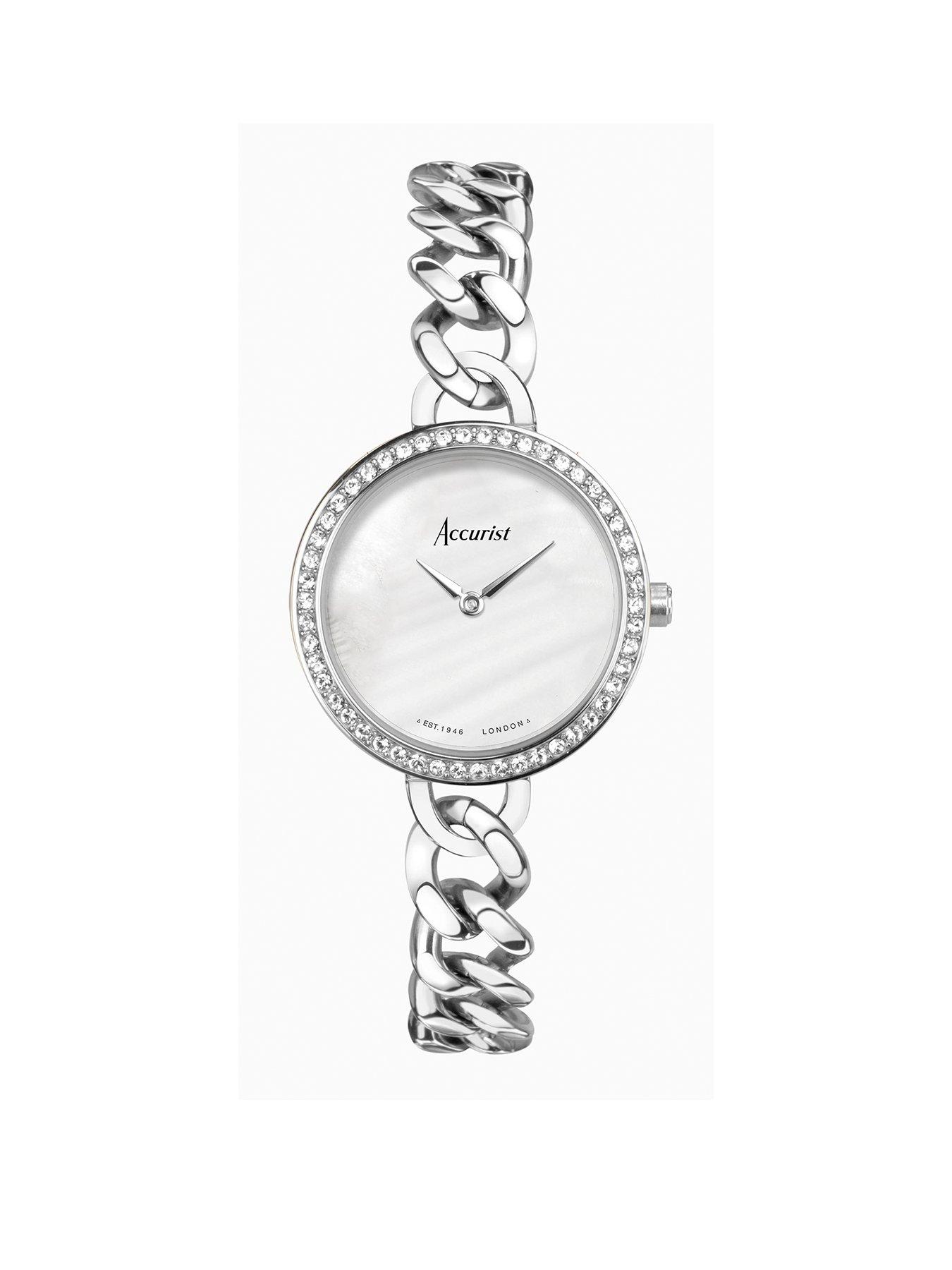 Product photograph of Accurist Jewellery Womens Silver Stainless Steel Chain Analogue Watch from very.co.uk