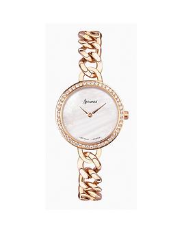 accurist jewellery womens rose gold stainless steel chain analogue watch