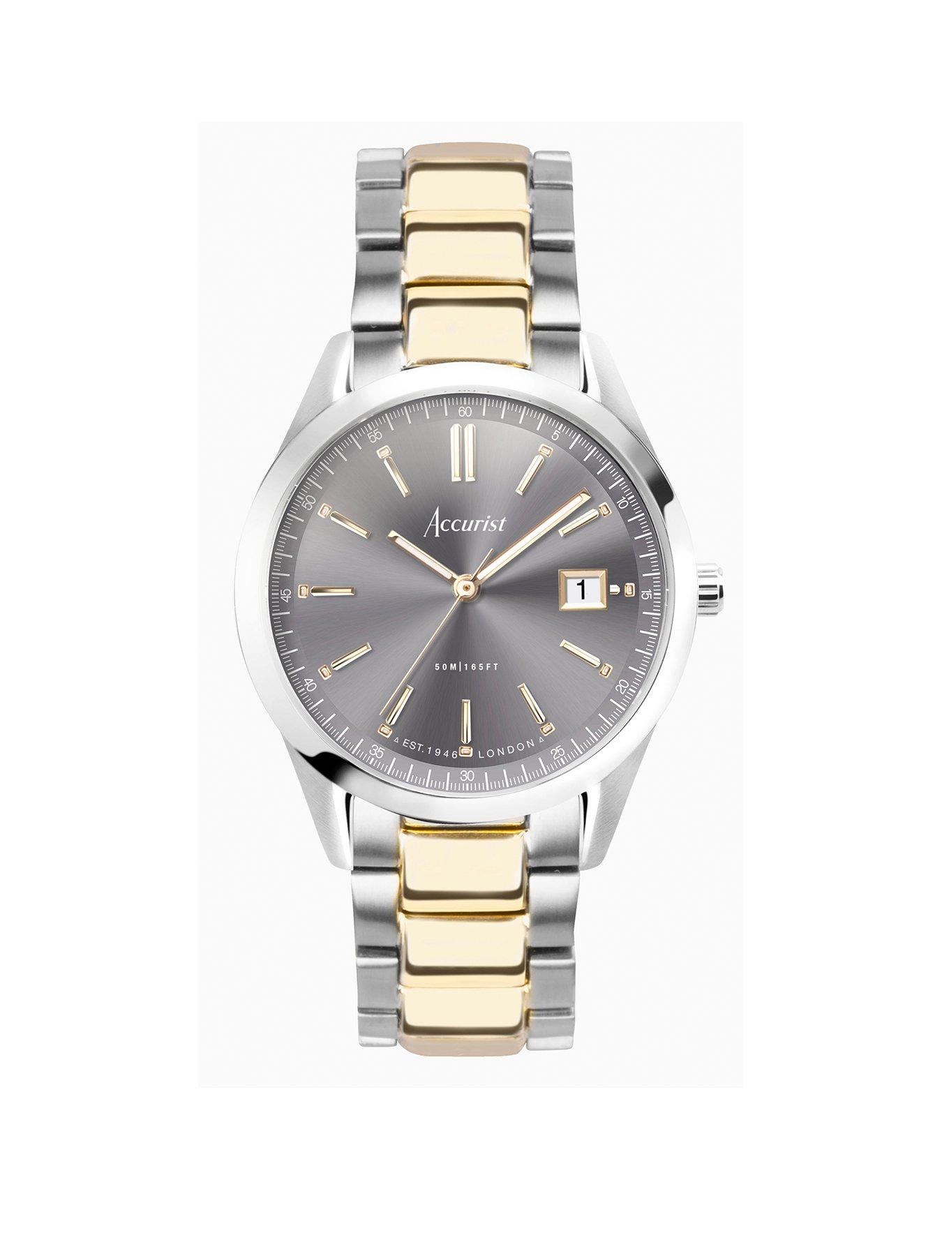 Product photograph of Accurist Everyday Mens 2-tone Stainless Steel Bracelet Analogue Watch from very.co.uk