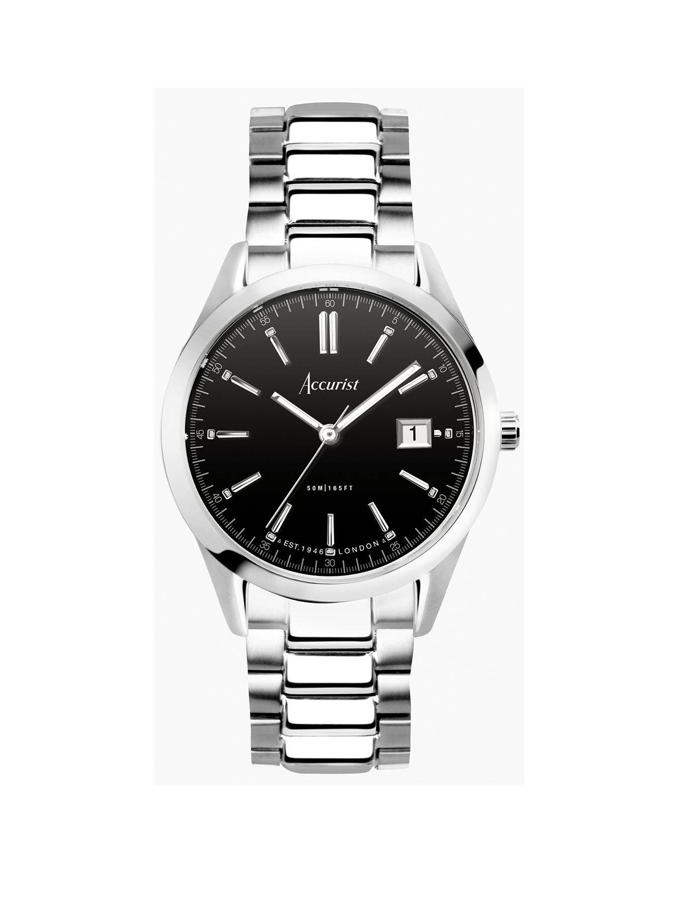 Product photograph of Accurist Everyday Mens Silver Stainless Steel Bracelet Analogue Watch from very.co.uk