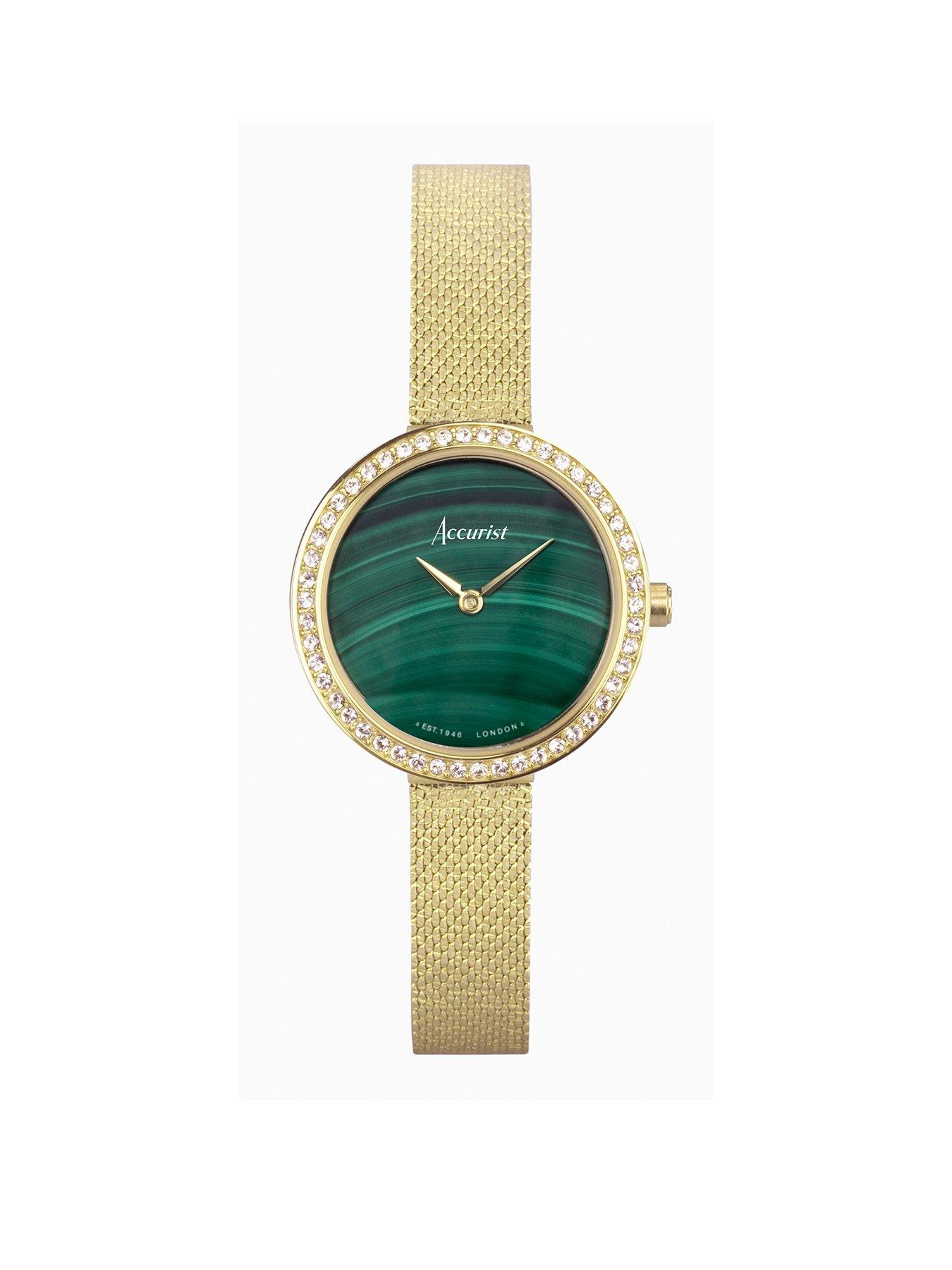 Product photograph of Accurist Jewellery Womens Gold Stainless Steel Mesh Analogue Watch from very.co.uk
