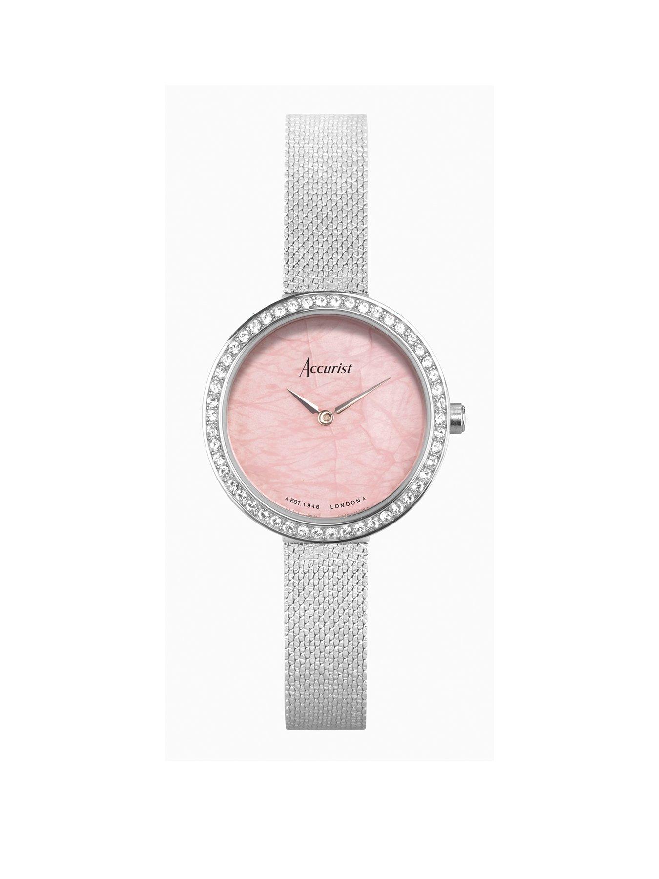 Product photograph of Accurist Jewellery Womens Silver Stainless Steel Mesh Analogue Watch from very.co.uk