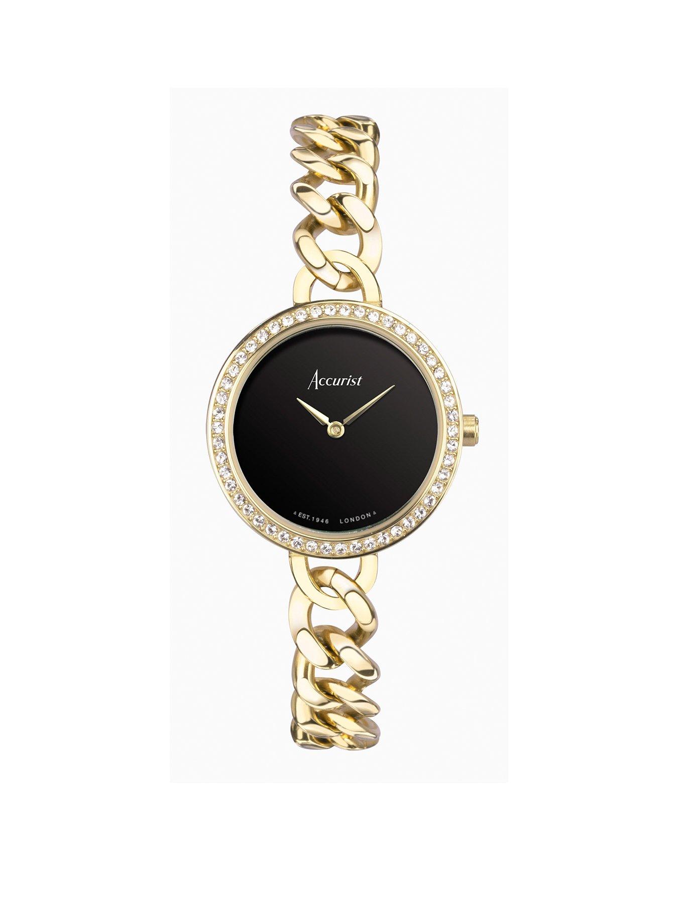 Product photograph of Accurist Jewellery Womens Gold Stainless Steel Chain Analogue Watch from very.co.uk