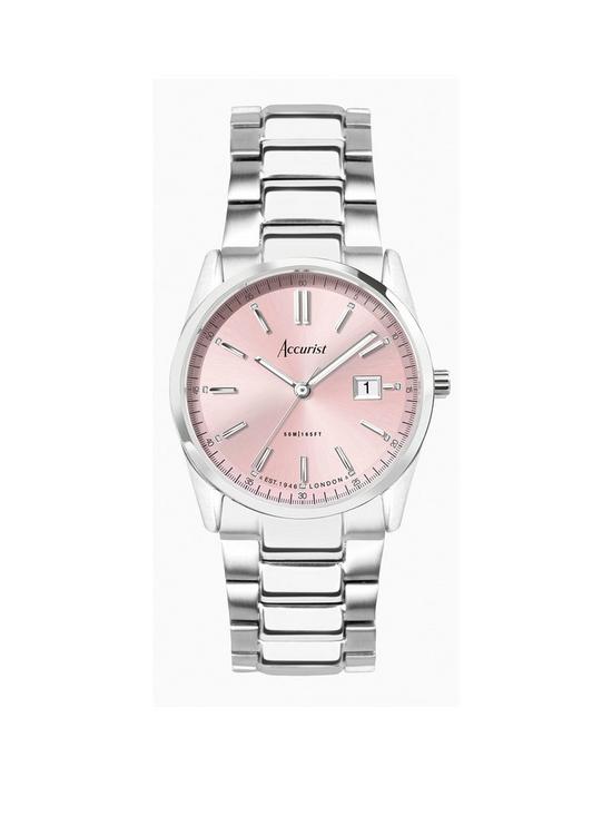 front image of accurist-everyday-womens-silver-stainless-steel-bracelet-analogue-watch