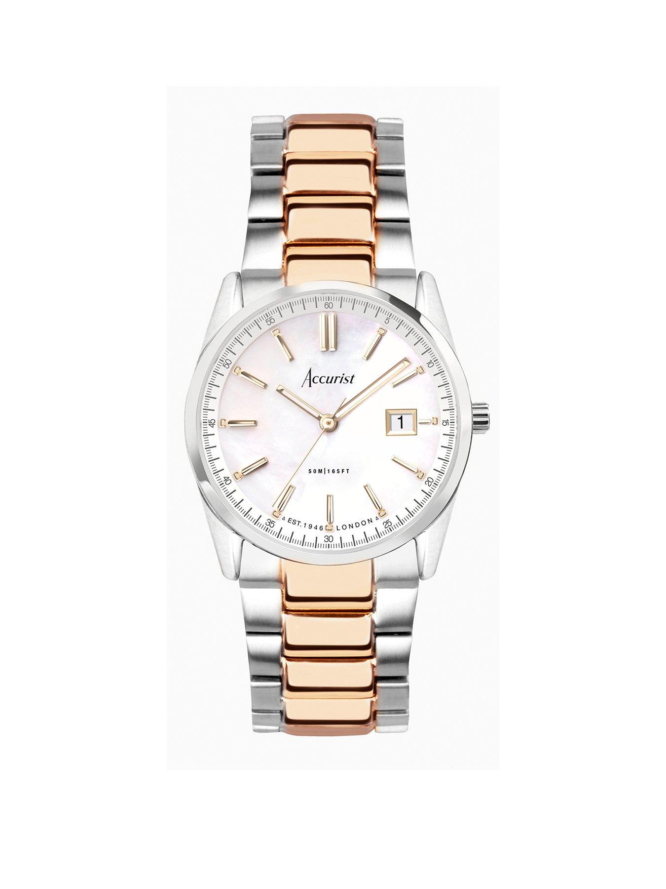 Product photograph of Accurist Everyday Womens Two Tone Stainless Steel Bracelet Analogue Watch from very.co.uk
