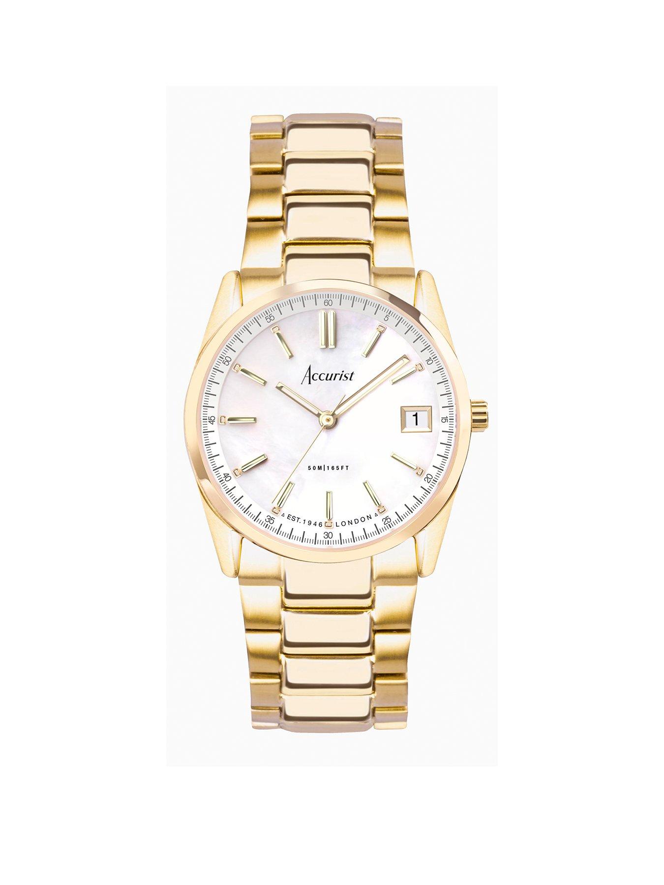 Product photograph of Accurist Everyday Womens Gold Stainless Steel Bracelet Analogue Watch from very.co.uk