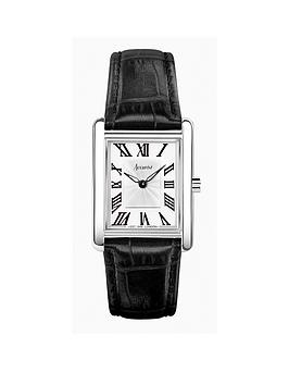 accurist rectangle womens black leather strap analogue watch