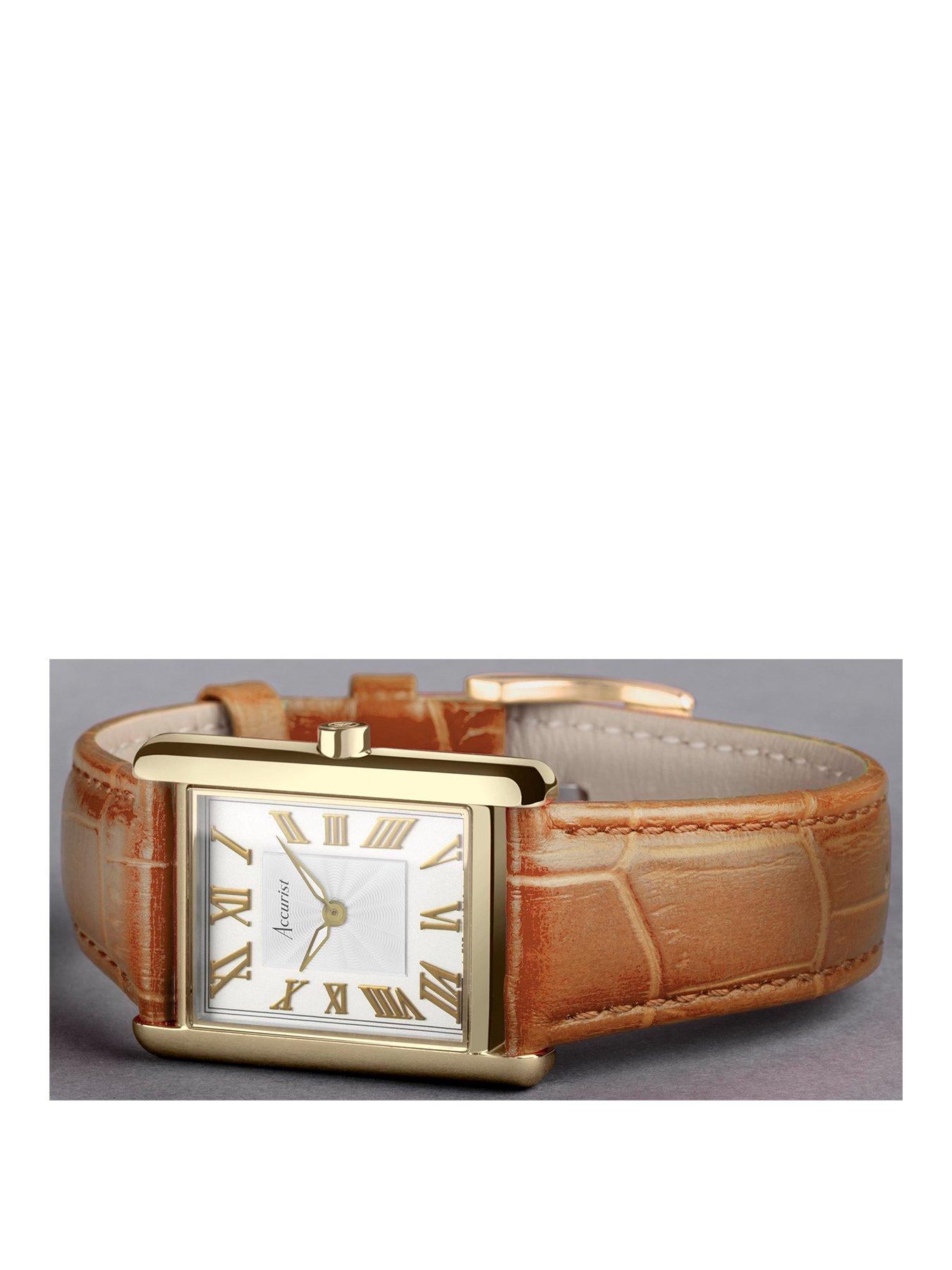 Rectangular on sale leather watch