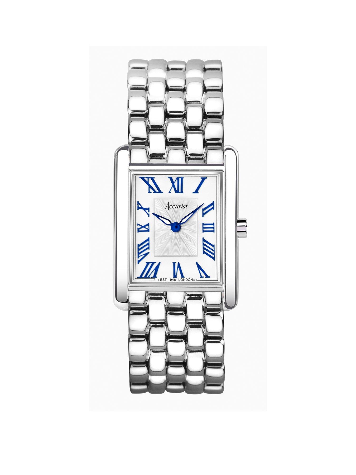 Product photograph of Accurist Rectangle Womens Silver Stainless Steel Bracelet Analogue Watch from very.co.uk